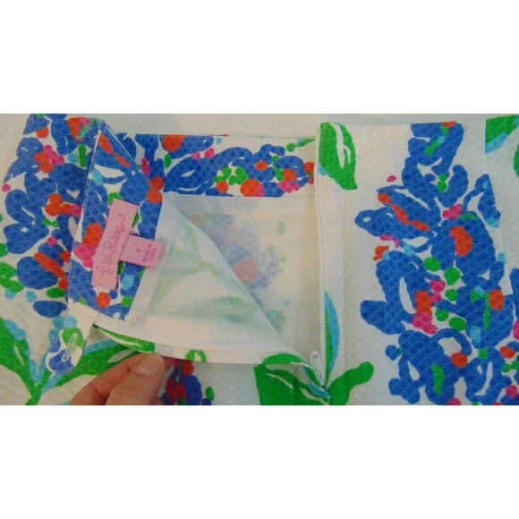 Lilly Pulitzer Floral Skirt Lined Womens Size 4 Knee Cotton Preppy Resort A line - Picture 7 of 9